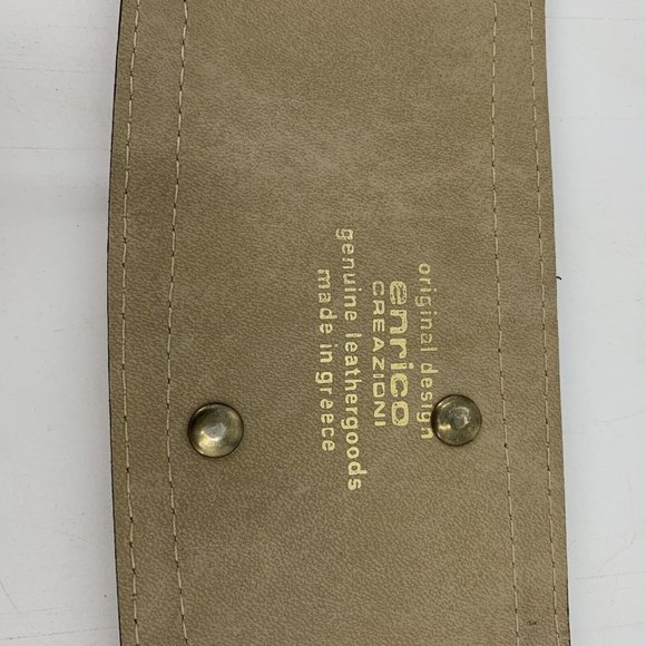 Enrico Creazioni Vintage Brown Leather Belt Snakeskin Brass Face Mask 32\